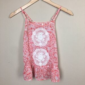 Sheer Coral and White Peplum Tank Top Size XS
